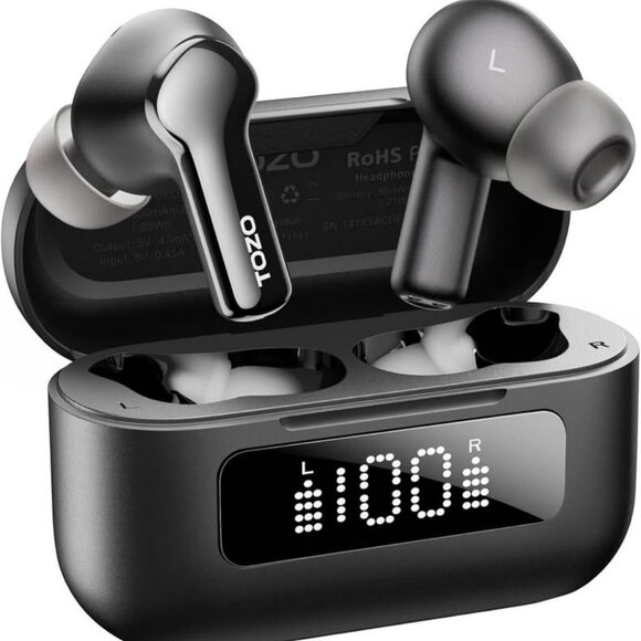 NEW Hybrid Active Noise Cancelling Wireless Bluetooth Earbuds with 6 Mics,LED - Picture 1 of 9
